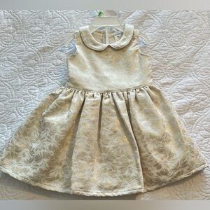 Carters Gold Metallic Floral Ivory Dress 18M